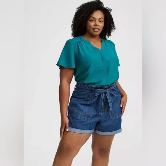 New Torrid Harper Shortsleeved Top in Stunning Teal/Emerald - Size 2X (18-20) - Picture 4 of 10